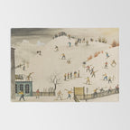 The Practice Slope winter skiing landscape painting by Franz Sedlacek  Rug Gallery Image 2