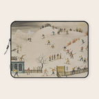 The Practice Slope winter skiing landscape painting by Franz Sedlacek  Laptop Sleeve Gallery Image 1