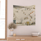 The Practice Slope winter skiing landscape painting by Franz Sedlacek  Wall Tapestry Gallery Image 2