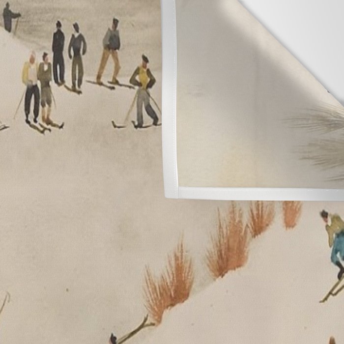 The Practice Slope winter skiing landscape painting by Franz Sedlacek  Wall Tapestry Gallery Image 3