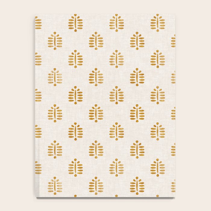 block print palm in golden on natural Notebook Gallery Image 4