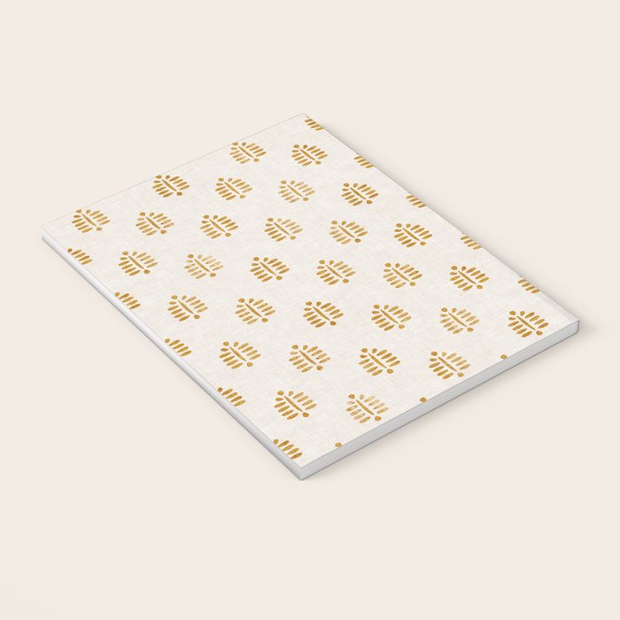 block print palm in golden on natural Notebook Gallery Image 3