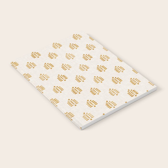 block print palm in golden on natural Notebook Gallery Image 1