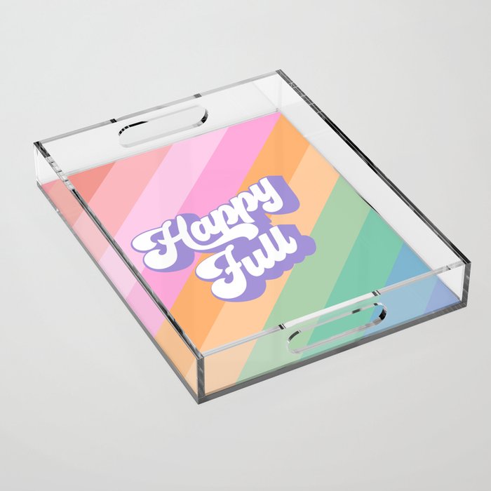 Retro Rainbow Happy full Typography Acrylic Tray Gallery Image 1