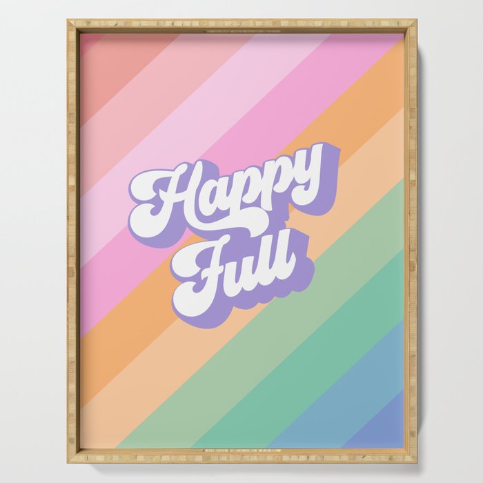 Retro Rainbow Happy full Typography Serving Tray Gallery Image 1