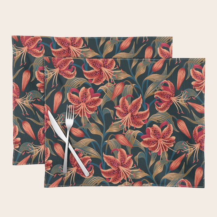 Tiger Lily - Orange Green Placemat Gallery Image 1