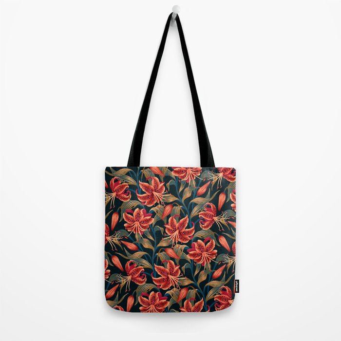 Tiger Lily - Orange Green Tote Bag Gallery Image 2