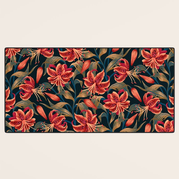 Tiger Lily - Orange Green Desk Mat Gallery Image 3