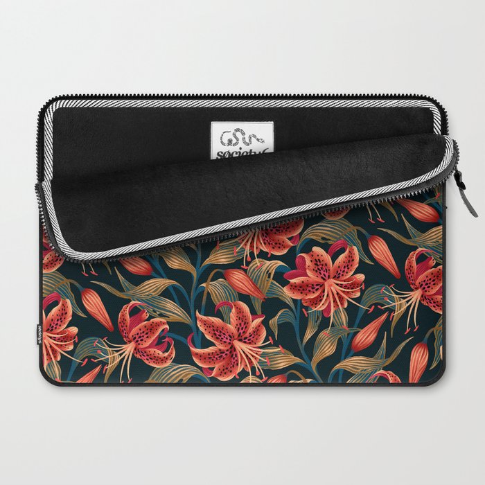 Tiger Lily - Orange Green Laptop Sleeve Gallery Image 2