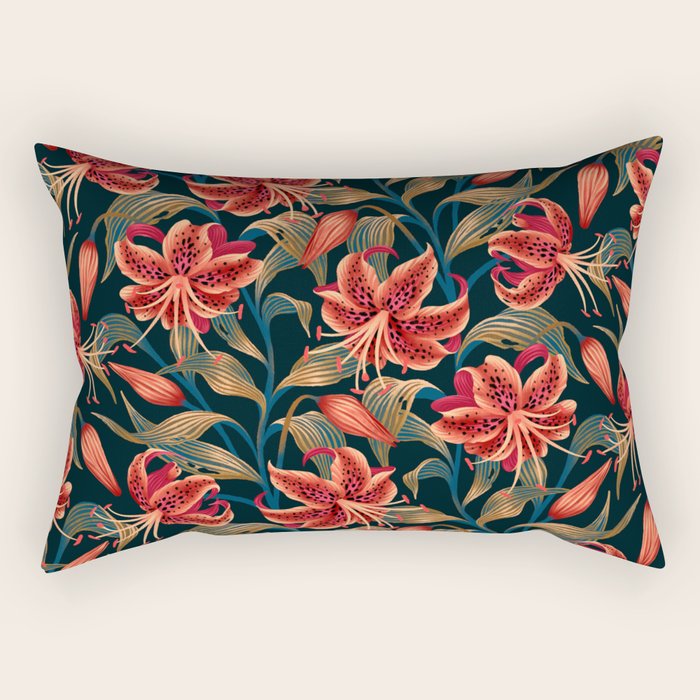 Tiger Lily - Orange Green Rectangular Pillow Gallery Image 1