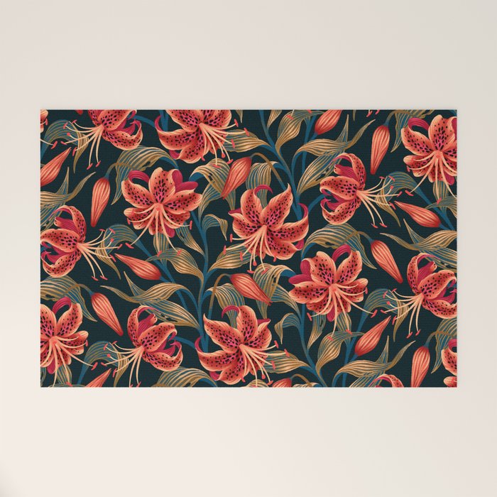 Tiger Lily - Orange Green Welcome Mat Gallery Image 1