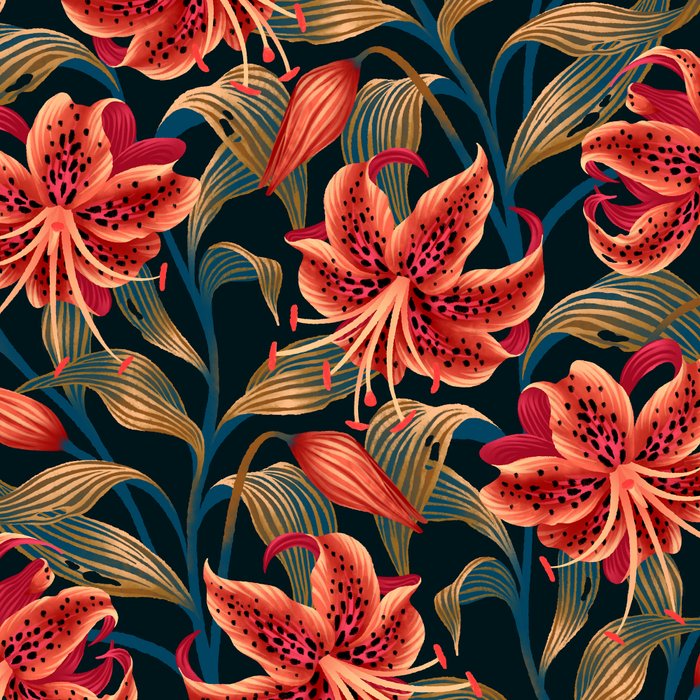 Tiger Lily - Orange Green Coffee Mug Gallery Image 2
