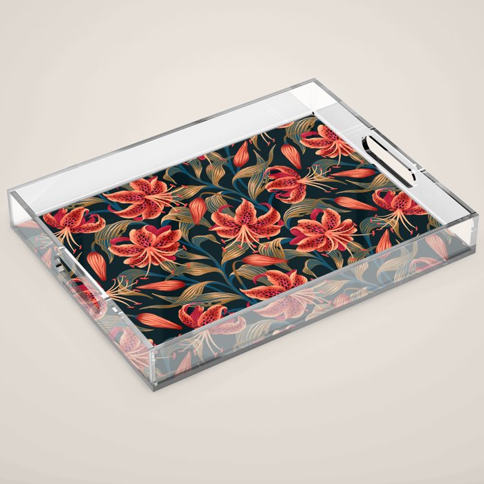 Tiger Lily - Orange Green Acrylic Tray Gallery Image 1