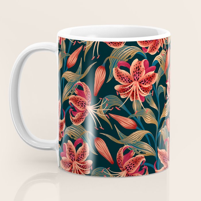 Tiger Lily - Orange Green Coffee Mug Gallery Image 3
