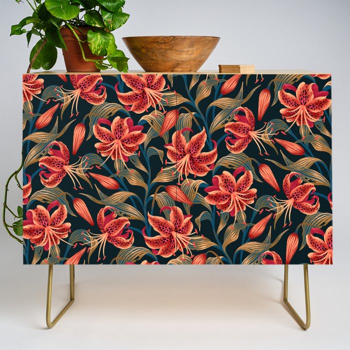 Tiger Lily - Orange Green Credenza Gallery Image 1