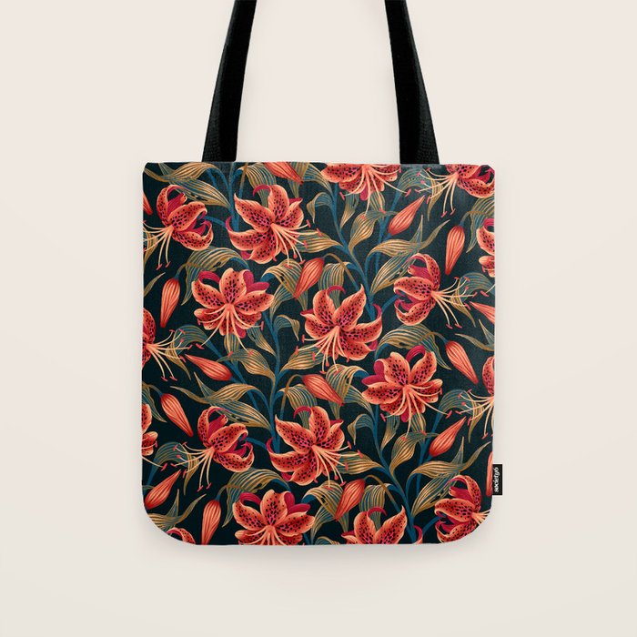 Tiger Lily - Orange Green Tote Bag Gallery Image 1