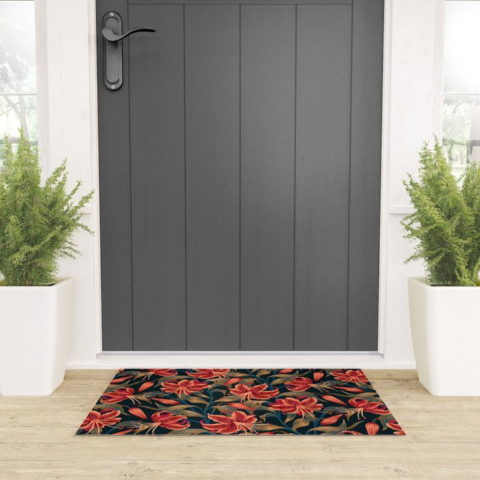 Tiger Lily - Orange Green Welcome Mat Gallery Image 3