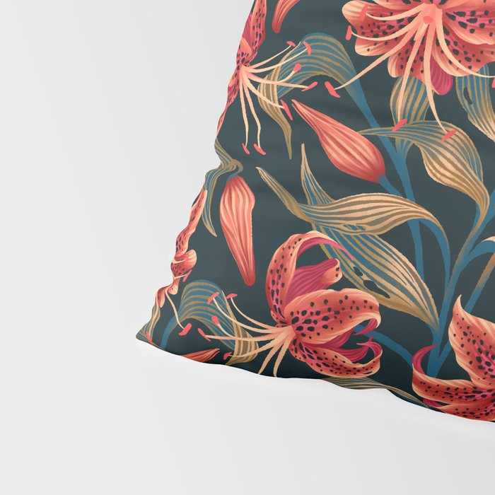 Tiger Lily - Orange Green Pillow Sham Gallery Image 4