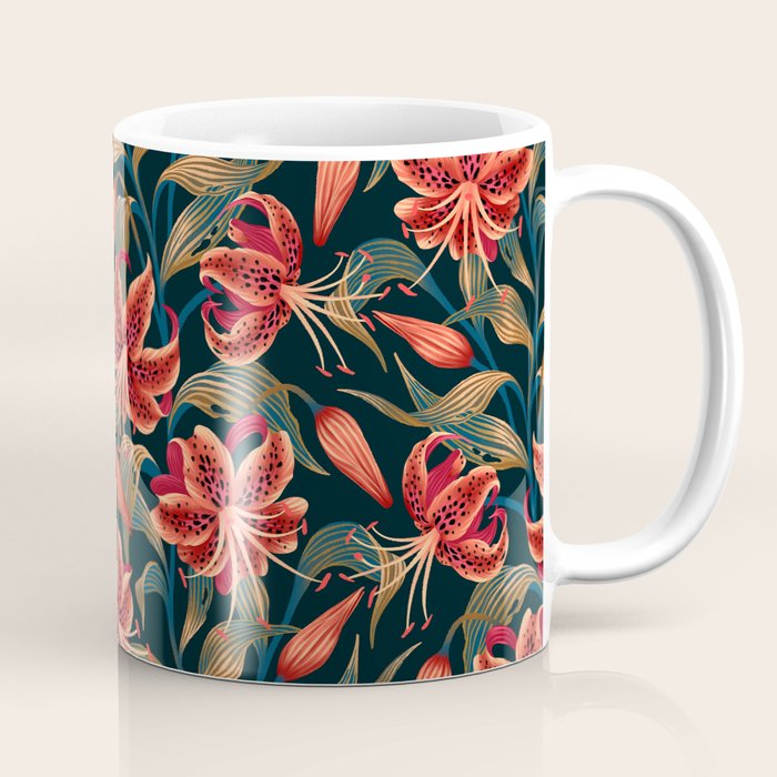 Tiger Lily - Orange Green Coffee Mug Gallery Image 1