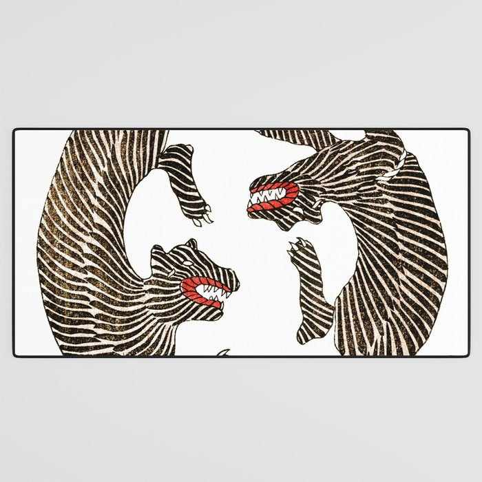 Japanese Tigers by Taguchi Tomoki 1860-1869 - Tiger Desk Mat Gallery Image 3
