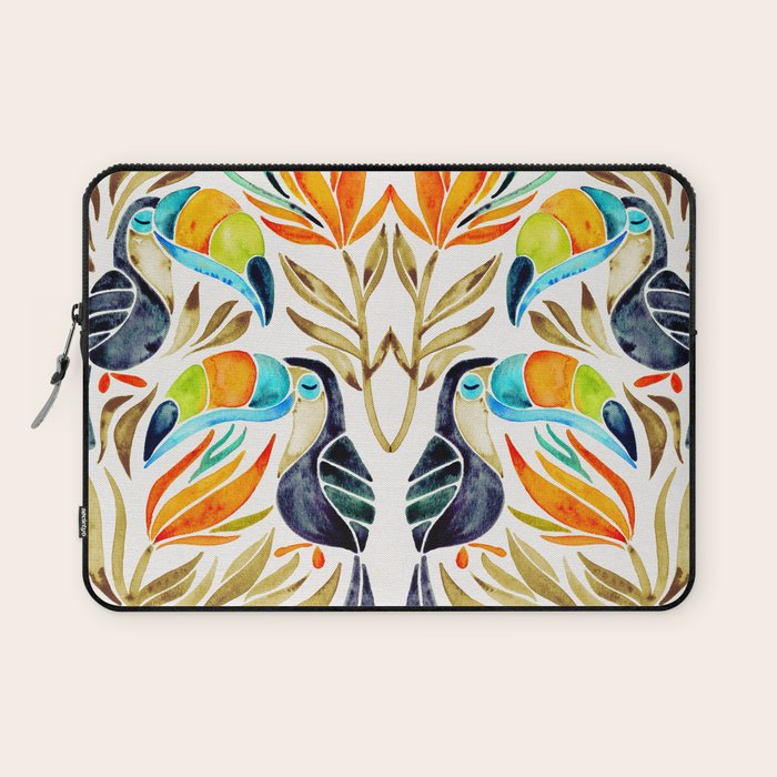 Tropical Toucans - Sepia Palette Laptop Sleeve Gallery Image 1
