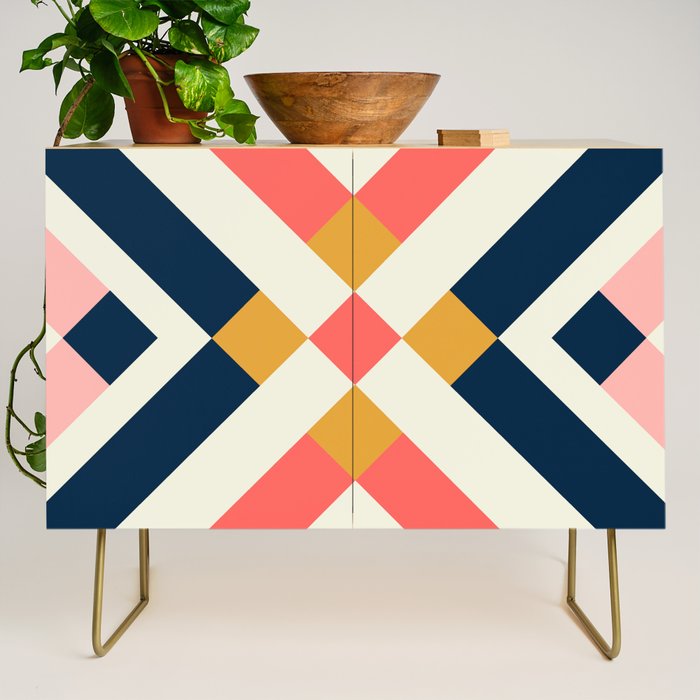 Bold Geometric Quilt Block Credenza Gallery Image 1