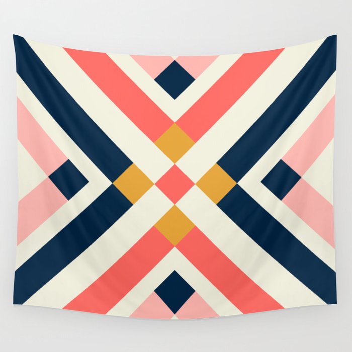 Bold Geometric Quilt Block Wall Tapestry Gallery Image 1