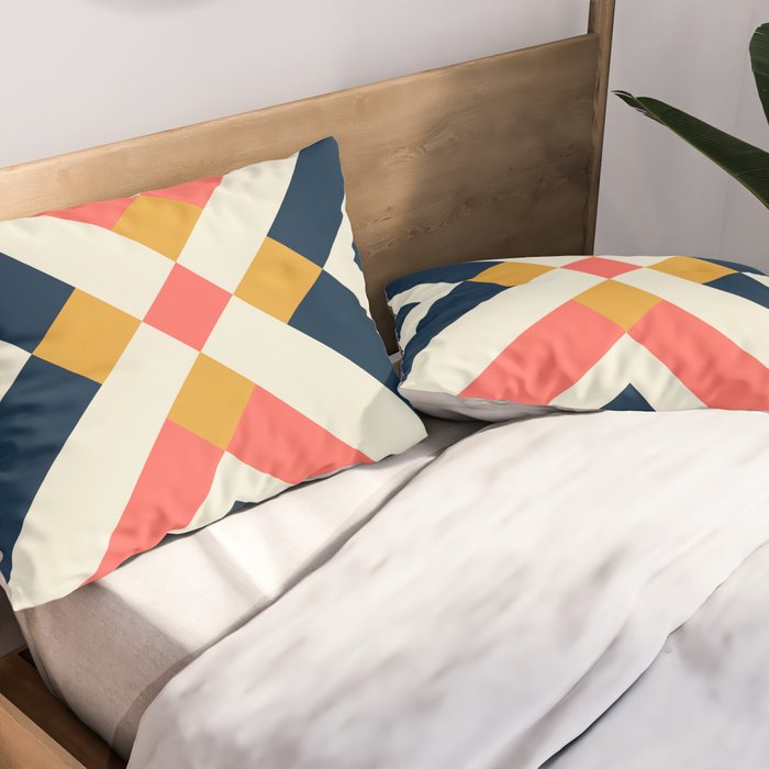 Bold Geometric Quilt Block Pillow Sham Gallery Image 2