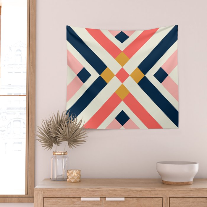 Bold Geometric Quilt Block Wall Tapestry Gallery Image 2