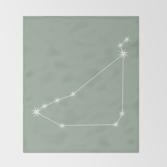 Capricorn Zodiac Star Constellation Line Art Soft Sage Throw Blanket Gallery Image 2