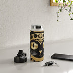 Black and Gold Klimt Cat in Royal Robes Water Bottle Gallery Image 4