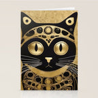 Black and Gold Klimt Cat in Royal Robes Stationery Card Gallery Image 2