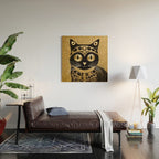 Black and Gold Klimt Cat in Royal Robes Wood Wall Art Gallery Image 2