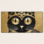 Black and Gold Klimt Cat in Royal Robes Desk Mat Gallery Image 3