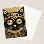 Black and Gold Klimt Cat in Royal Robes Stationery Card Gallery Image 2