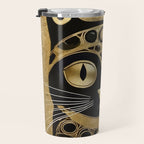 Black and Gold Klimt Cat in Royal Robes Travel Mug Gallery Image 3