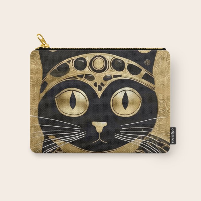 Black and Gold Klimt Cat in Royal Robes Carry All Pouch Gallery Image 1