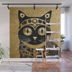 Black and Gold Klimt Cat in Royal Robes Wall Mural Gallery Image 1