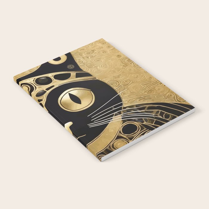 Black and Gold Klimt Cat in Royal Robes Notebook Gallery Image 2