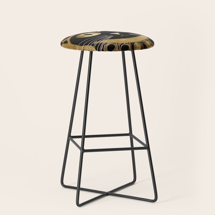 Black and Gold Klimt Cat in Royal Robes Stool Gallery Image 1