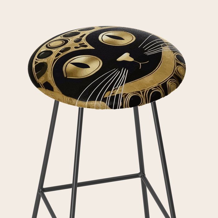 Black and Gold Klimt Cat in Royal Robes Stool Gallery Image 2