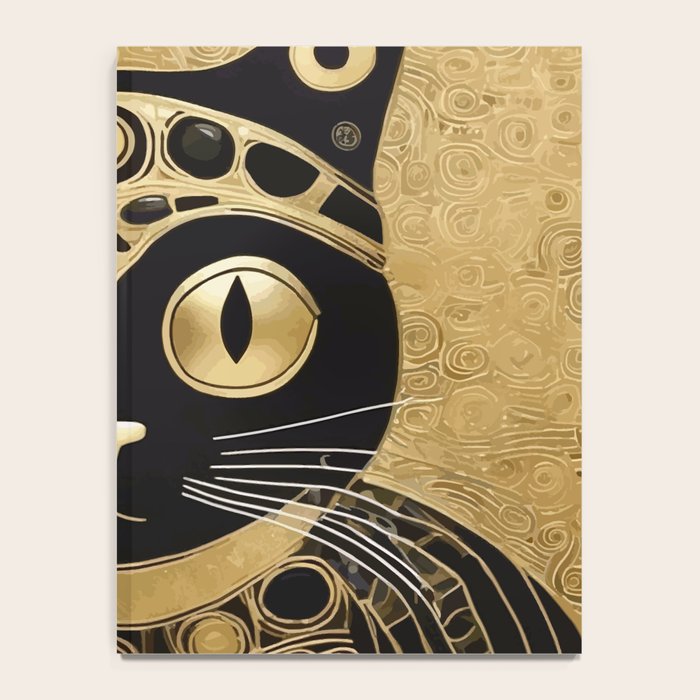 Black and Gold Klimt Cat in Royal Robes Notebook Gallery Image 4