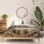 Black and Gold Klimt Cat in Royal Robes Comforter Gallery Image 3