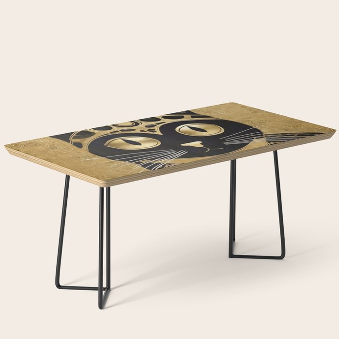 Black and Gold Klimt Cat in Royal Robes Coffee Table Gallery Image 1