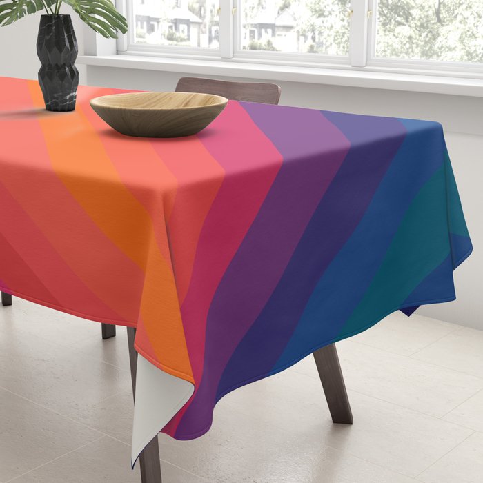 Sacred Geometric Stripes: Retro 80s Edition Tablecloth Gallery Image 3