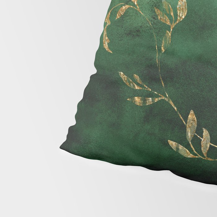 Winter Gold Flowers On Emerald Marble Texture Pillow Sham Gallery Image 4