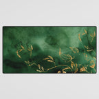 Winter Gold Flowers On Emerald Marble Texture Desk Mat Gallery Image 3