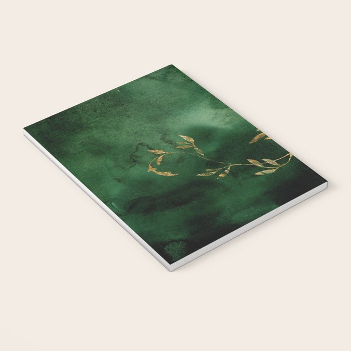 Winter Gold Flowers On Emerald Marble Texture Notebook Gallery Image 3