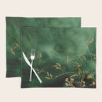 Winter Gold Flowers On Emerald Marble Texture Placemat Gallery Image 1