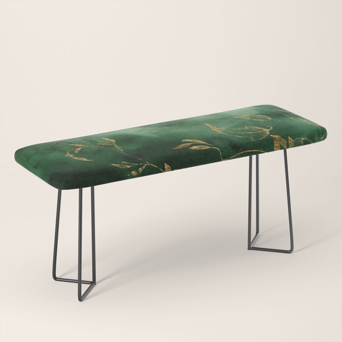 Winter Gold Flowers On Emerald Marble Texture Bench Gallery Image 1